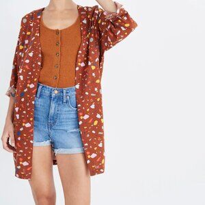 Madewell Short Robe Jacket Terazzo Bunt Umber Open Front Kimono Jacket Small